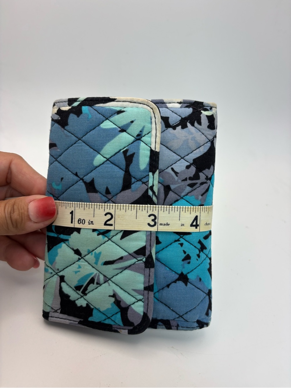 Vera Bradley Quilted Floral Fold-Over Wallet in Blue and Aqua - Picture 7 of 8